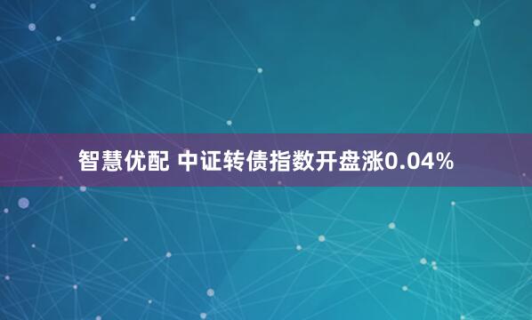 智慧优配 中证转债指数开盘涨0.04%